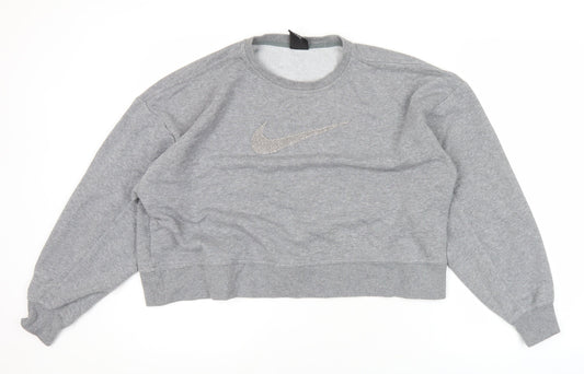 Womens UK M Relaxed Nike Grey Pullover Sweatshirt