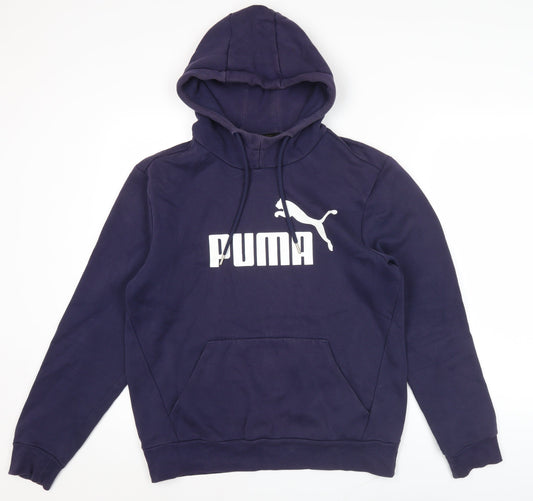 Puma Mens Blue Hoodie Small Pullover Sweatshirt Logo Sportswear