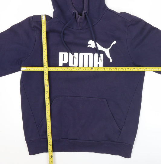 Puma Mens Blue Hoodie Small Pullover Sweatshirt Logo Sportswear