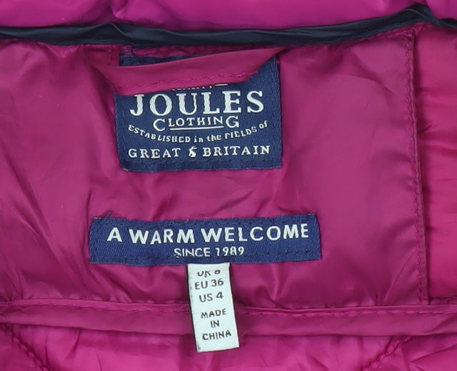 Joules Womens Pink Quilted Puffer Jacket UK 8 Regular Fit