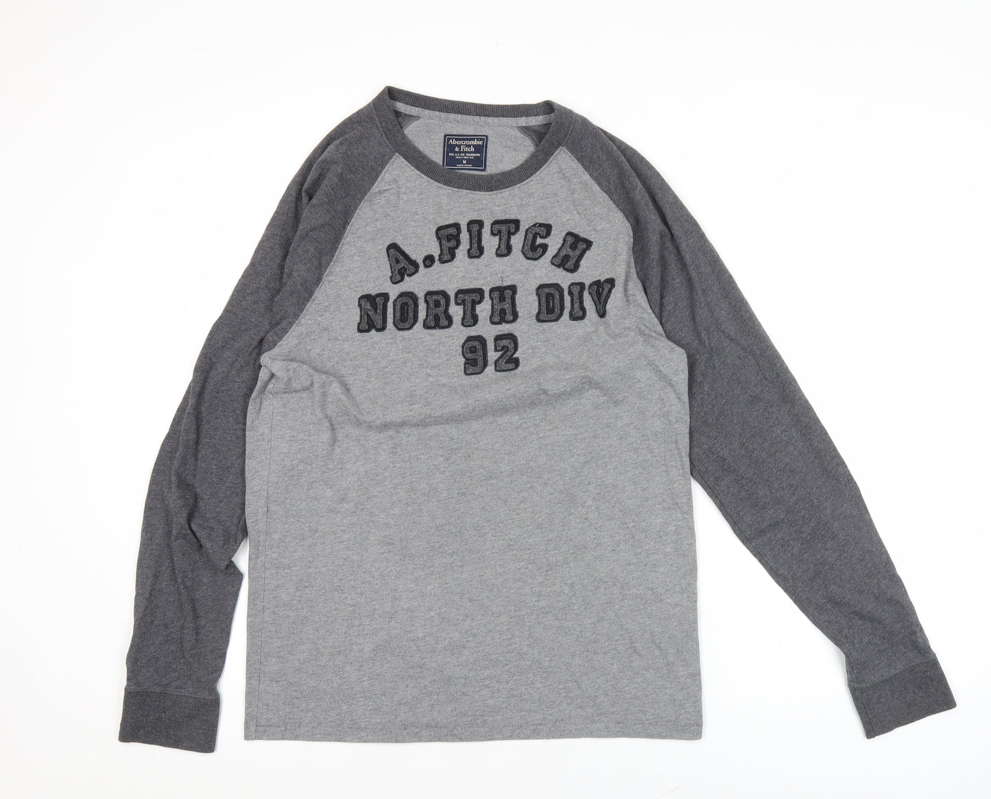 Abercrombie & Fitch Men’s Grey Long Sleeve Graphic Top Size M