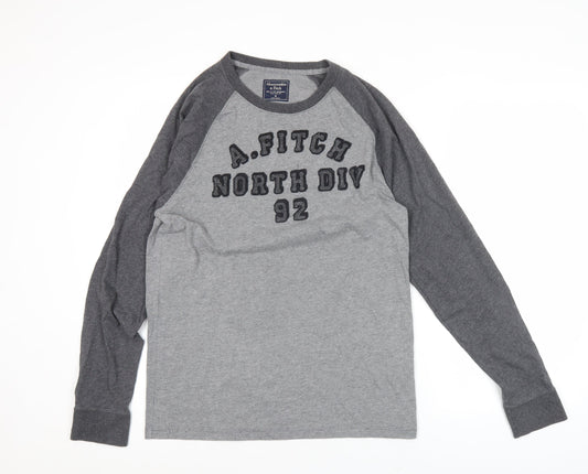 Abercrombie & Fitch Men’s Grey Long Sleeve Graphic Top Size M