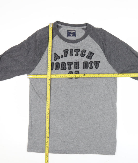 Abercrombie & Fitch Men’s Grey Long Sleeve Graphic Top Size M