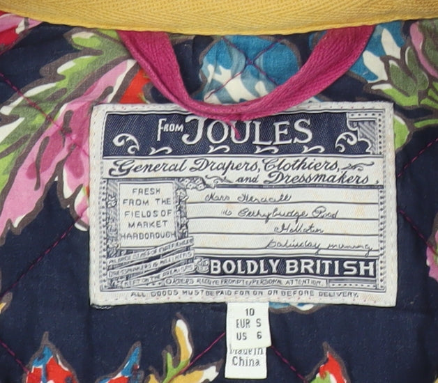Joules Womens Pink Quilted Jacket Size 10 Snap Button Mid Length