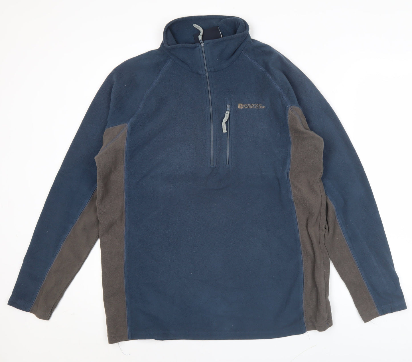 Mountain Warehouse Men’s Blue Brown Fleece Pullover Sweatshirt M