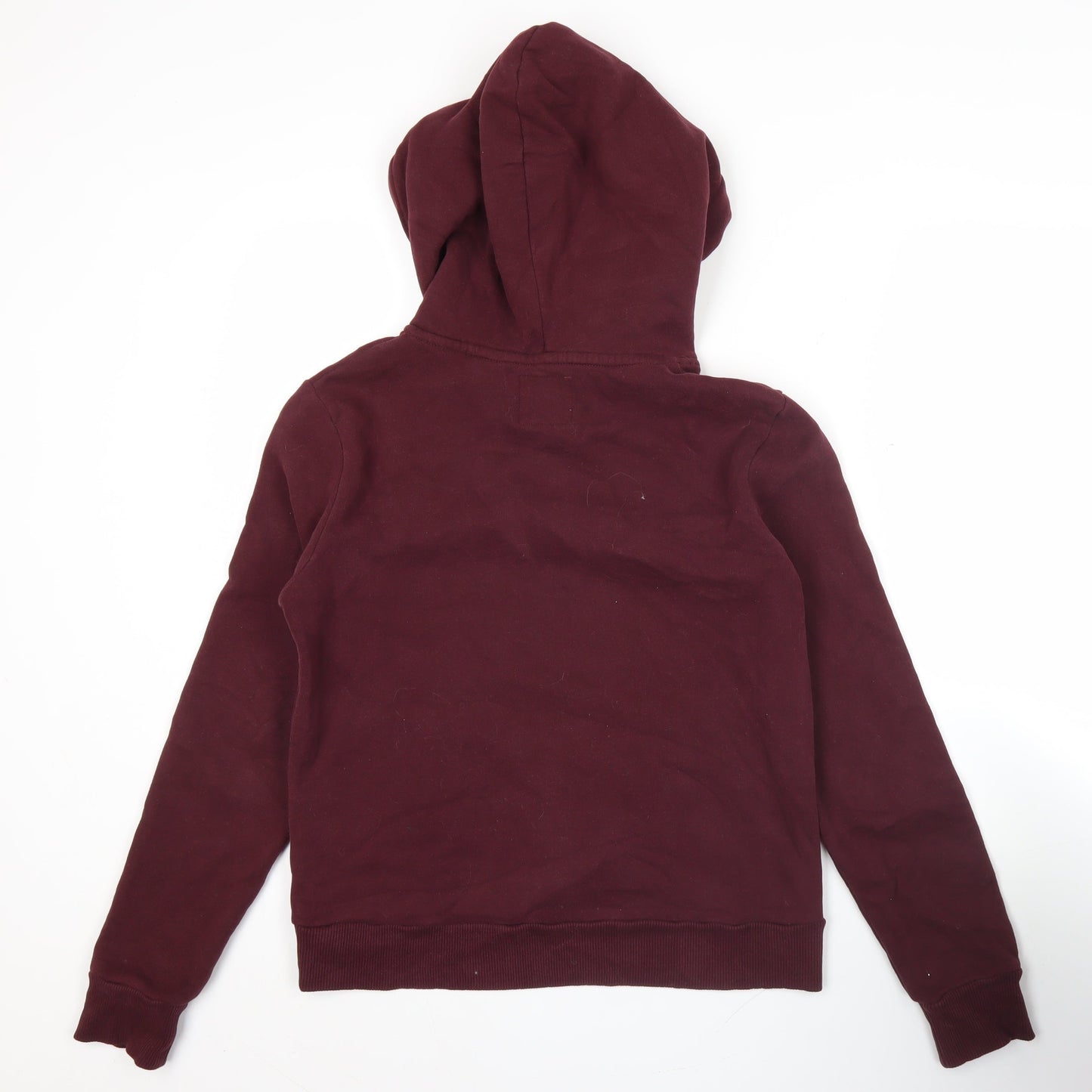 Superdry Womens Red Pullover Hoodie Size 8 Logo Graphic Warm