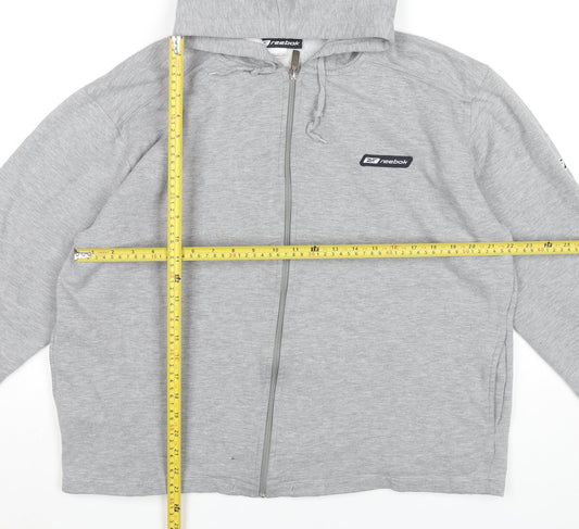 Reebok Mens Grey Full Zip Hoodie Sweatshirt Size M Regular Fit