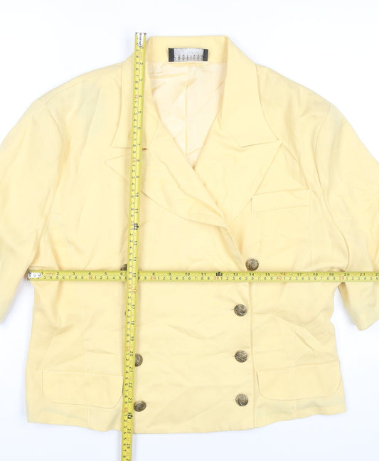 Profiles Womens Yellow Blazer UK 18 Half Sleeve Vintage Lined