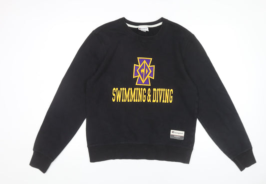 Champion Men’s Black Small Pullover Sweatshirt Swimming & Diving Graphic