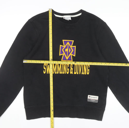 Champion Men’s Black Small Pullover Sweatshirt Swimming & Diving Graphic