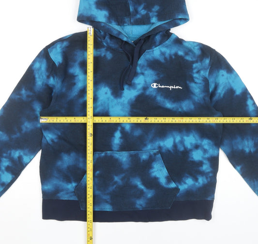 Champion Unisex Adults Blue Tie Dye Pullover Hoodie L Regular Fit