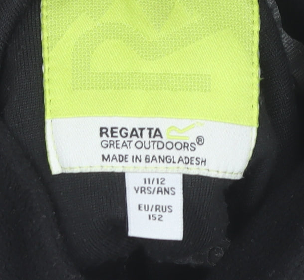 Regatta Boys Black Fleece Pullover Sweatshirt 11-12 Years 1/4 Zip Outdoor