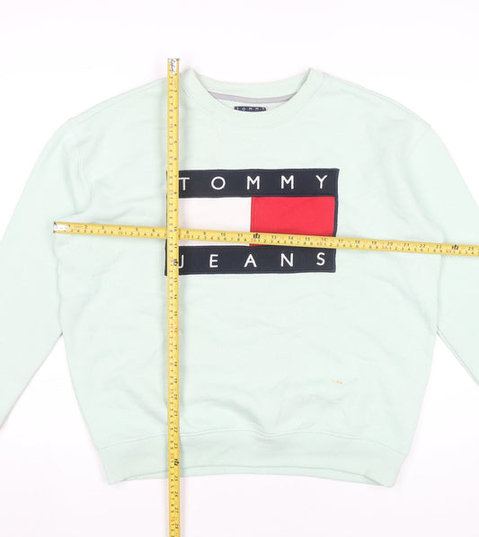 Tommy Jeans Mens Green M Crew Neck Sweatshirt Logo Pullover