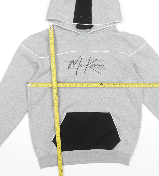 McKenzie Boys Grey Hoodie 13-15 Years Pullover Logo Sportswear