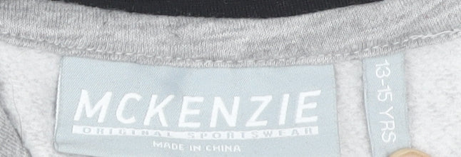 McKenzie Boys Grey Hoodie 13-15 Years Pullover Logo Sportswear