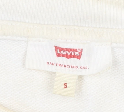 Levi's Women's White Small Logo Pullover Sweatshirt Long Sleeve