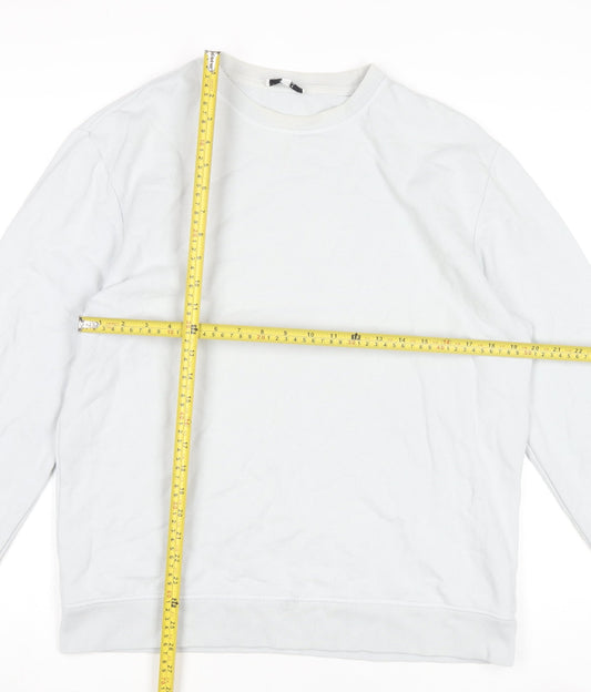 Reiss Men's White Cotton Crew Neck Pullover Sweatshirt Size L