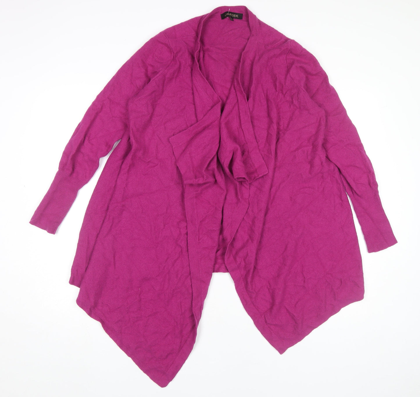 Jaeger Womens Pink Long Sleeve Open Cardigan M Wool Cashmere Blend