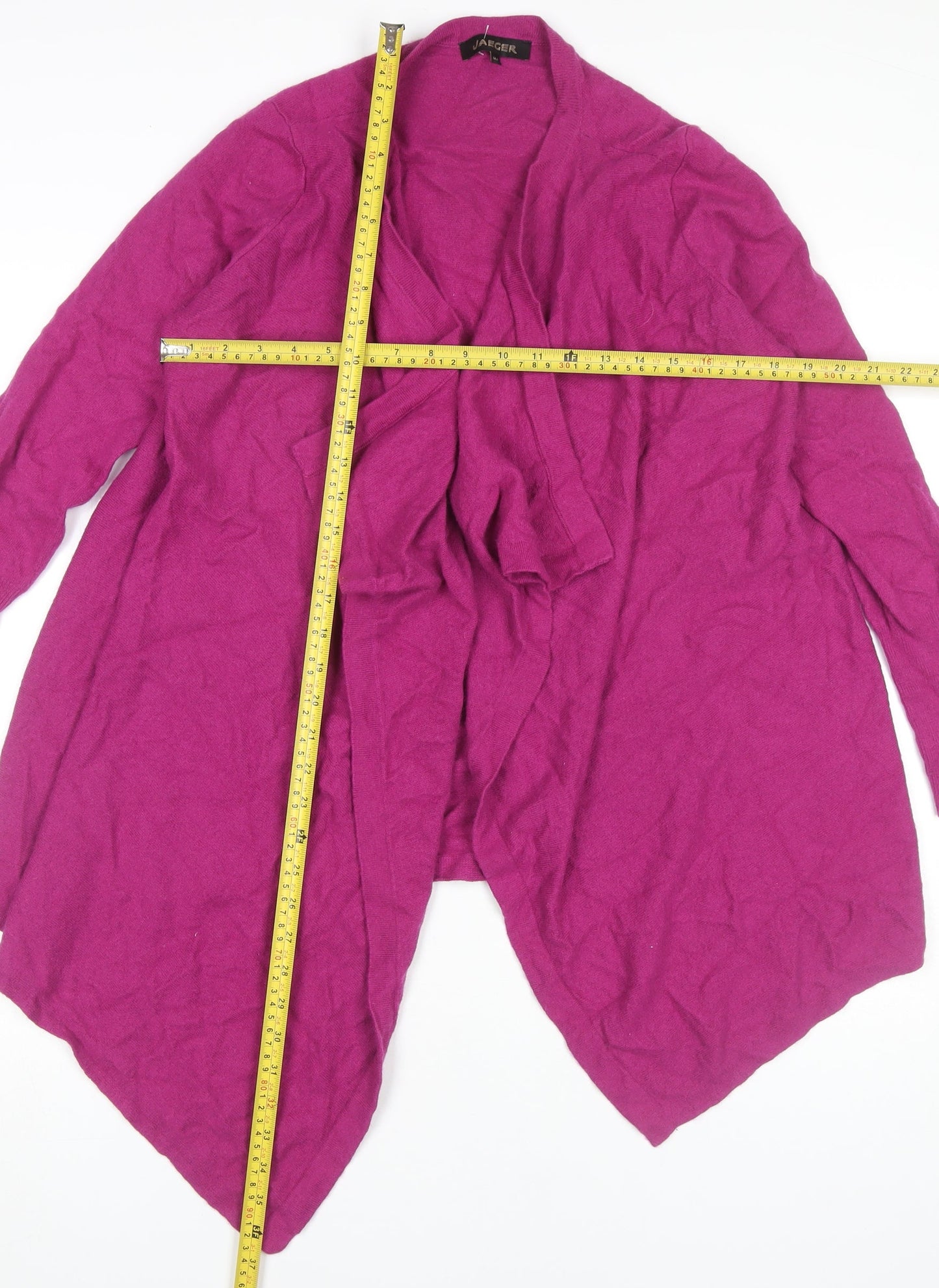 Jaeger Womens Pink Long Sleeve Open Cardigan M Wool Cashmere Blend