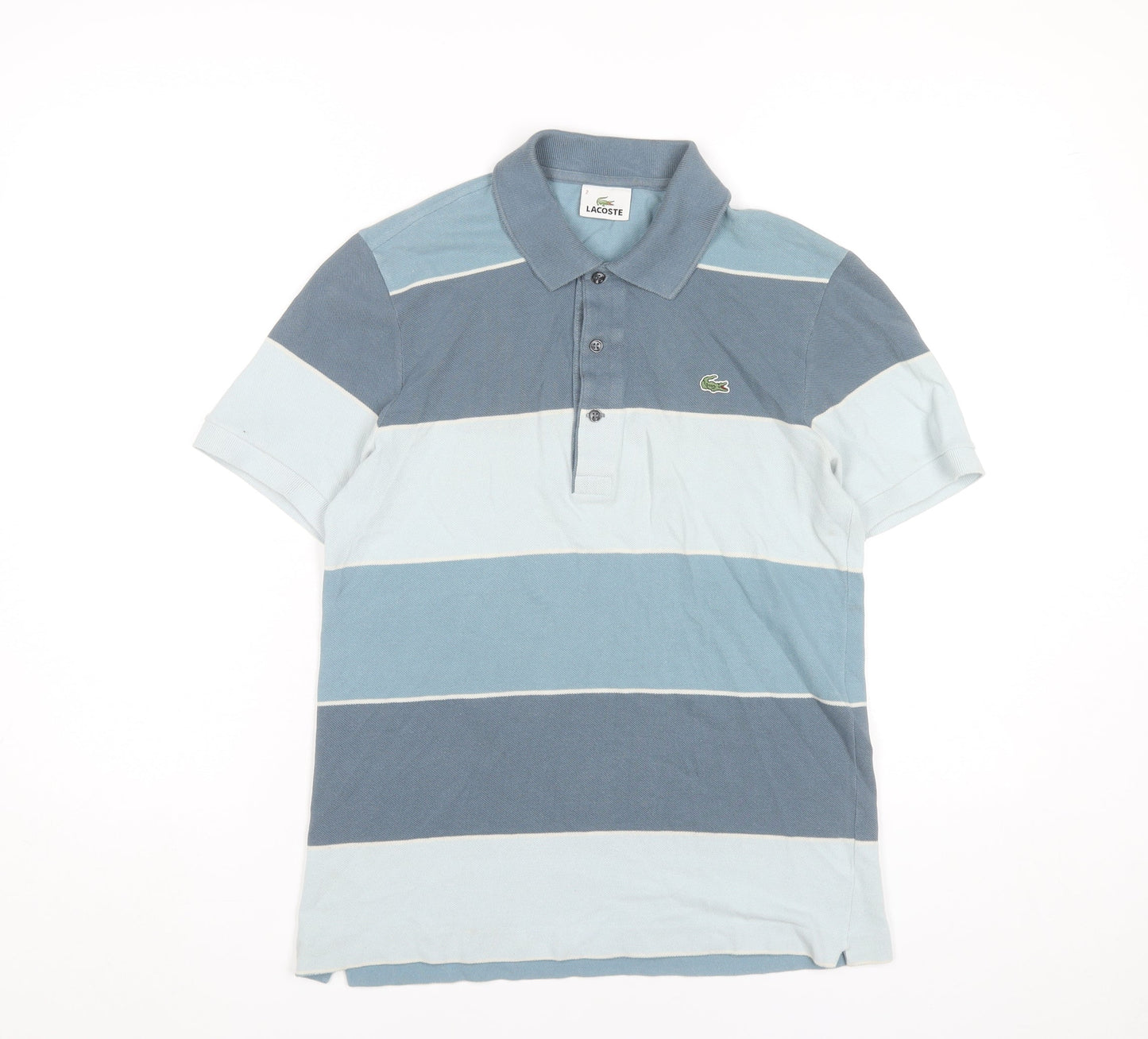 Lacoste Men’s Blue Striped Polo Shirt Size S Short Sleeve Cotton