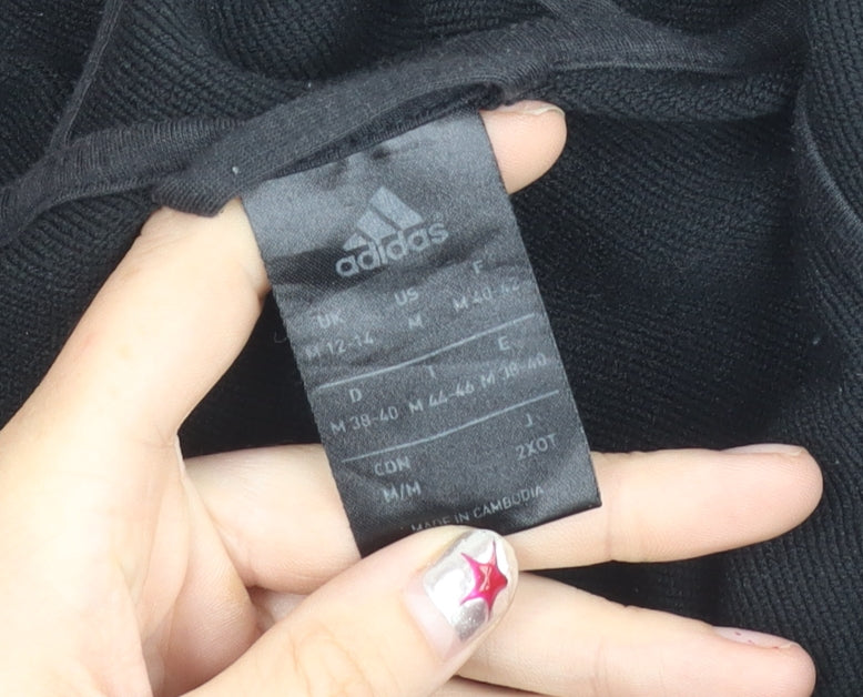 Adidas Womens Black Size 12 Hooded Full Zip Sports Jacket