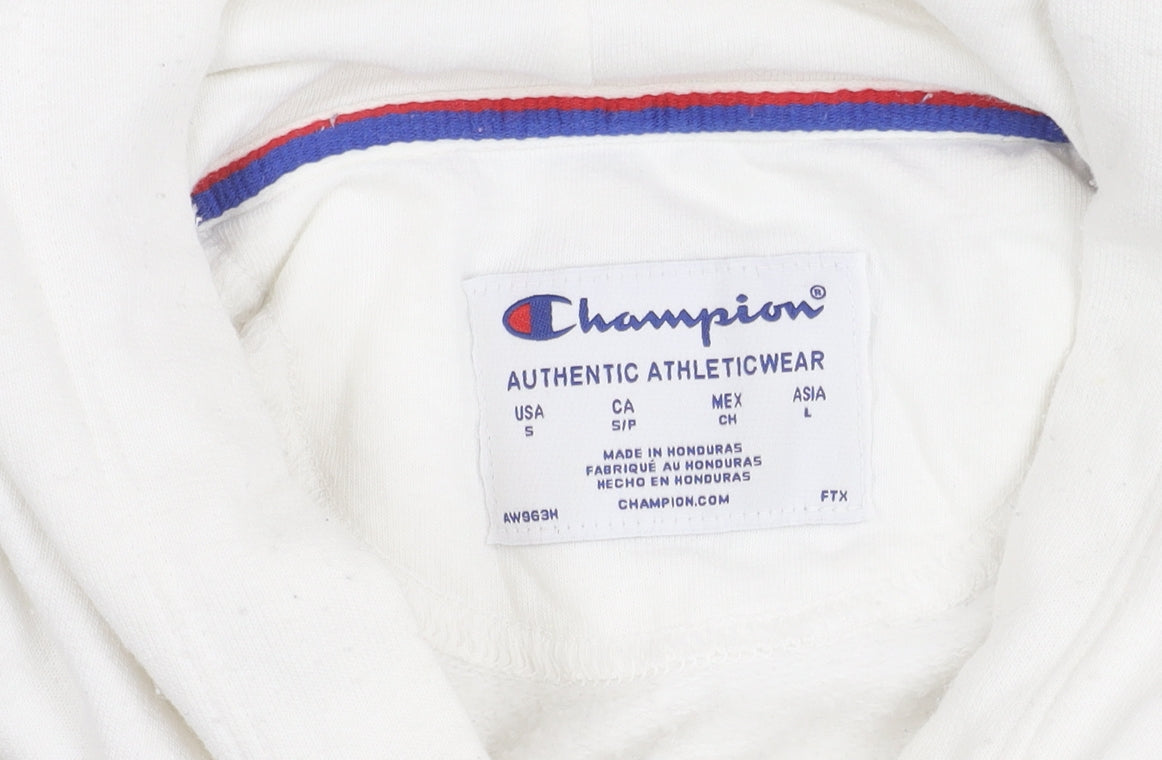 Champion Womens White Pullover Hoodie Small Logo Sports Casual
