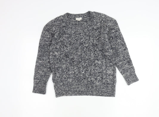 Fat Face Womens Grey Cable-Knit Jumper Size 6 Cotton Blend