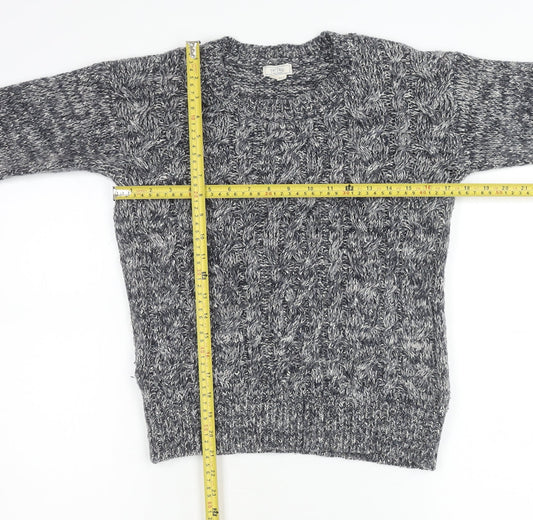 Fat Face Womens Grey Cable-Knit Jumper Size 6 Cotton Blend