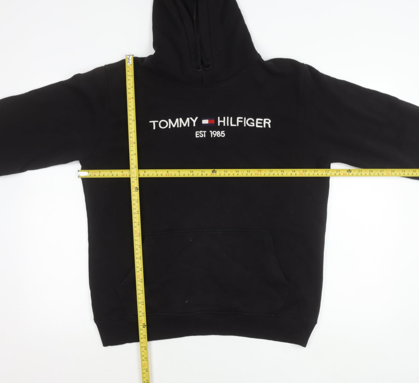 Tommy Hilfiger Men’s Black Pullover Hoodie L Embroidered Logo