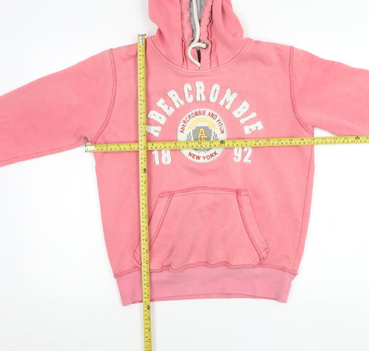 Abercrombie & Fitch Womens Pink Pullover Hoodie Medium Cotton Logo