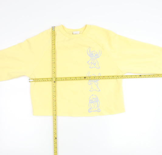 Disney Stitch Yellow Women's 2XS Pullover Sweatshirt Cotton Blend