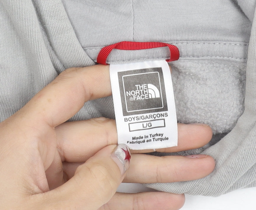 The North Face Boys Grey Pullover Hoodie Size 14 Years Logo Graphic Print