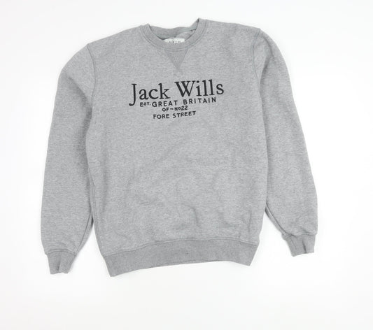 Jack Wills Mens Grey XS Crew Neck Logo Sweatshirt Pullover