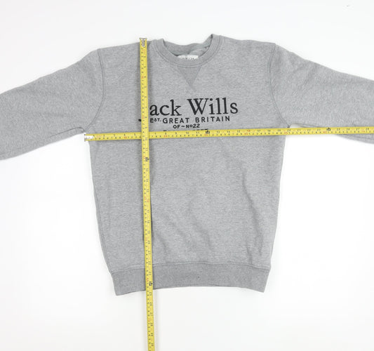 Jack Wills Mens Grey XS Crew Neck Logo Sweatshirt Pullover