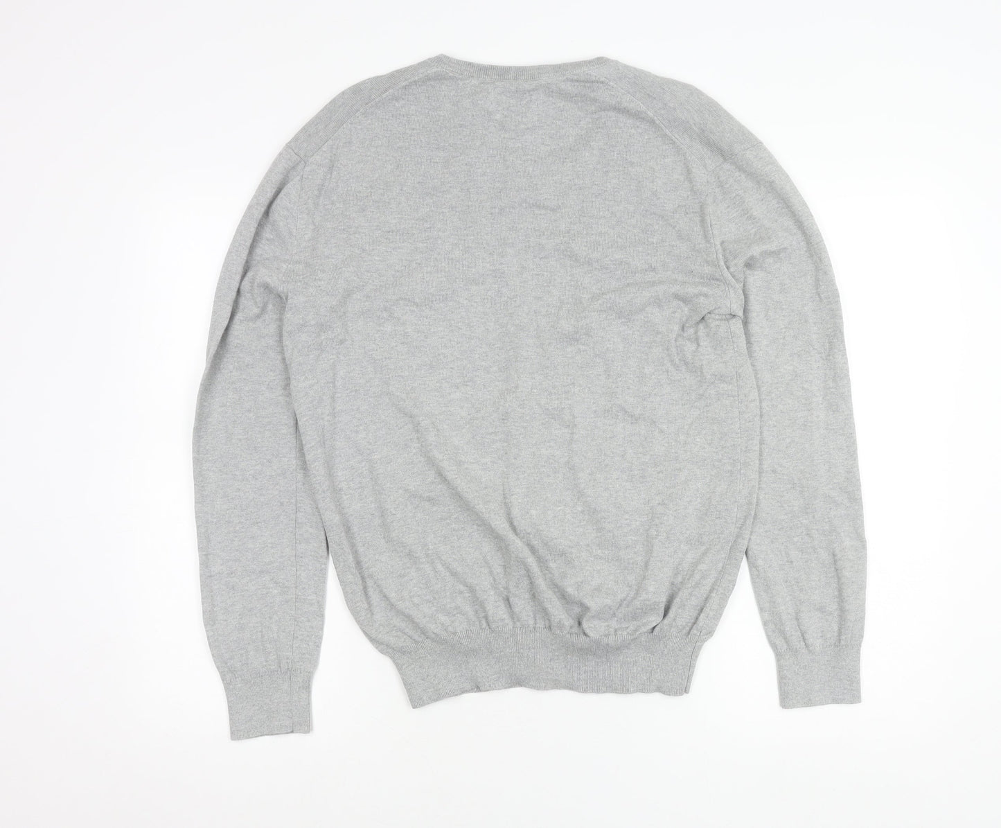 Ralph Lauren Men's Grey Slim Fit V-Neck Cotton Jumper Size M