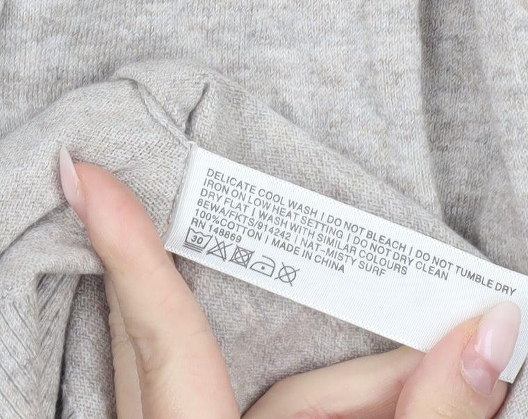 FatFace Womens Beige Sleeveless Knit Cardigan Vest M Cotton