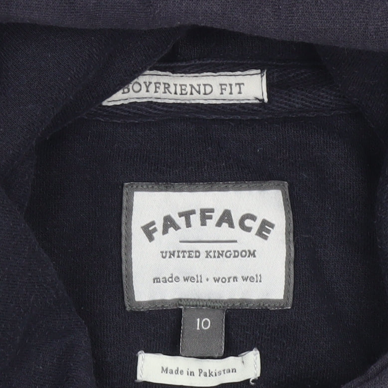 FatFace Women’s Navy Blue Hoodie Size 10 Boyfriend Fit Cotton Blend