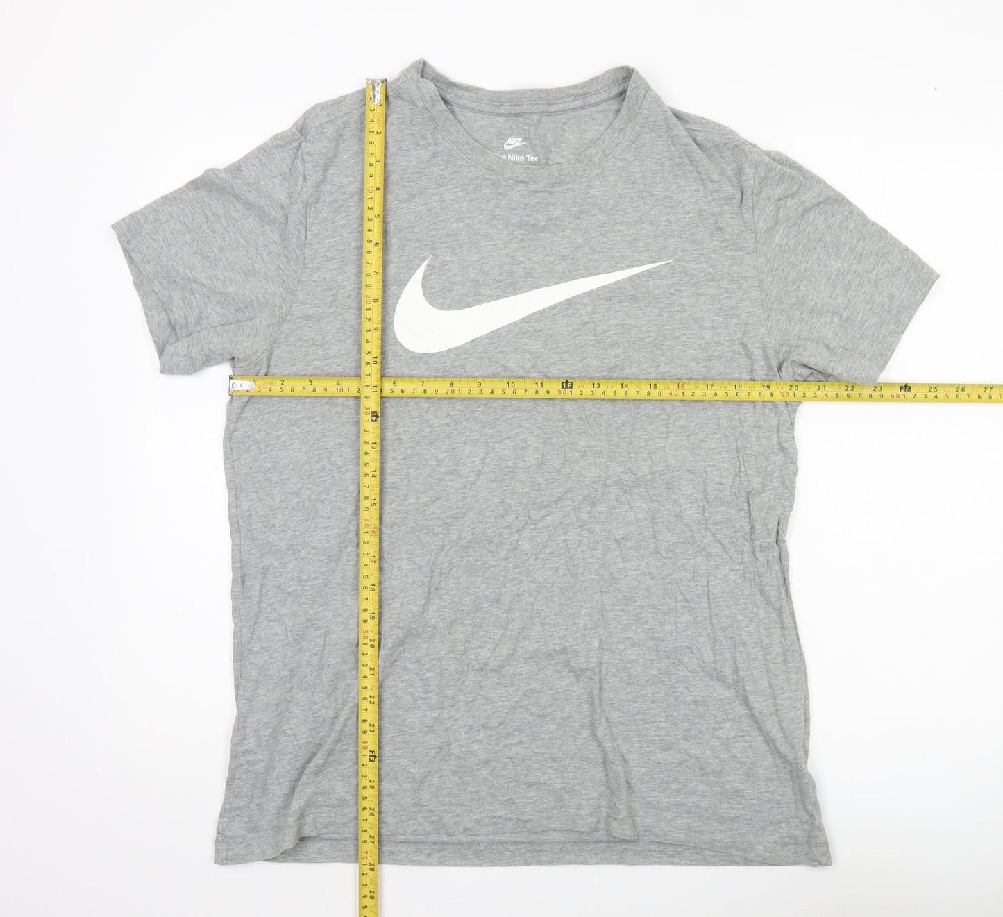 Nike Men's Grey Large Sports Logo T-Shirt Crew Neck