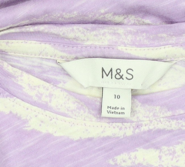 Marks and Spencer Womens Purple Animal Print T-Shirt Size 10