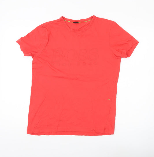 Hugo Boss Men’s Red Crew Neck Short Sleeve Cotton T-Shirt Size S