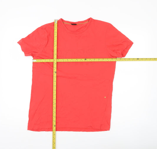 Hugo Boss Men’s Red Crew Neck Short Sleeve Cotton T-Shirt Size S