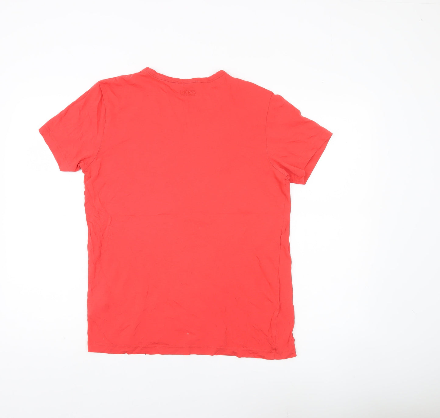 Hugo Boss Men’s Red Crew Neck Short Sleeve Cotton T-Shirt Size S