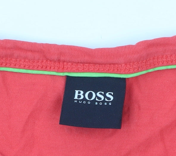 Hugo Boss Men’s Red Crew Neck Short Sleeve Cotton T-Shirt Size S