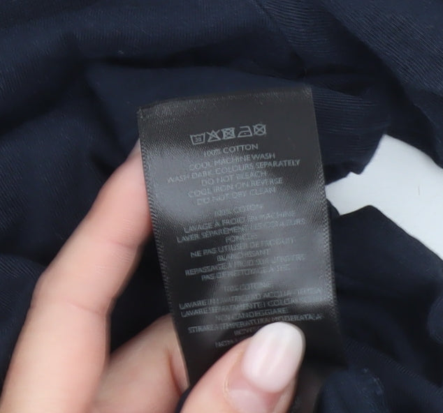 Pretty Green Men’s Navy Blue Crew Neck Cotton T-Shirt Size M Regular Fit