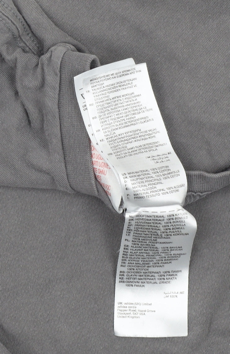 Adidas Boys Grey T-Shirt 11-12 Years Short Sleeve Cotton Logo Sports Top