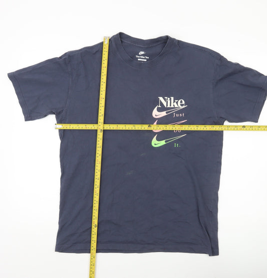 Nike Men’s Blue Graphic Logo T-Shirt Size M Loose Fit Short Sleeve