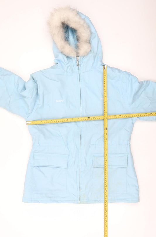 Reebok Women’s Blue Hooded Parka Jacket Size 16 Faux Fur Trim
