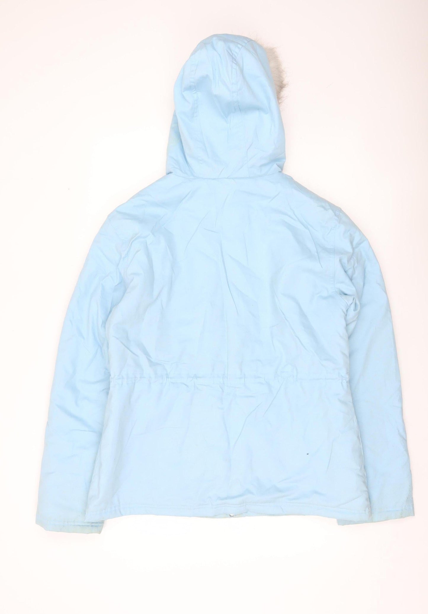 Reebok Women’s Blue Hooded Parka Jacket Size 16 Faux Fur Trim