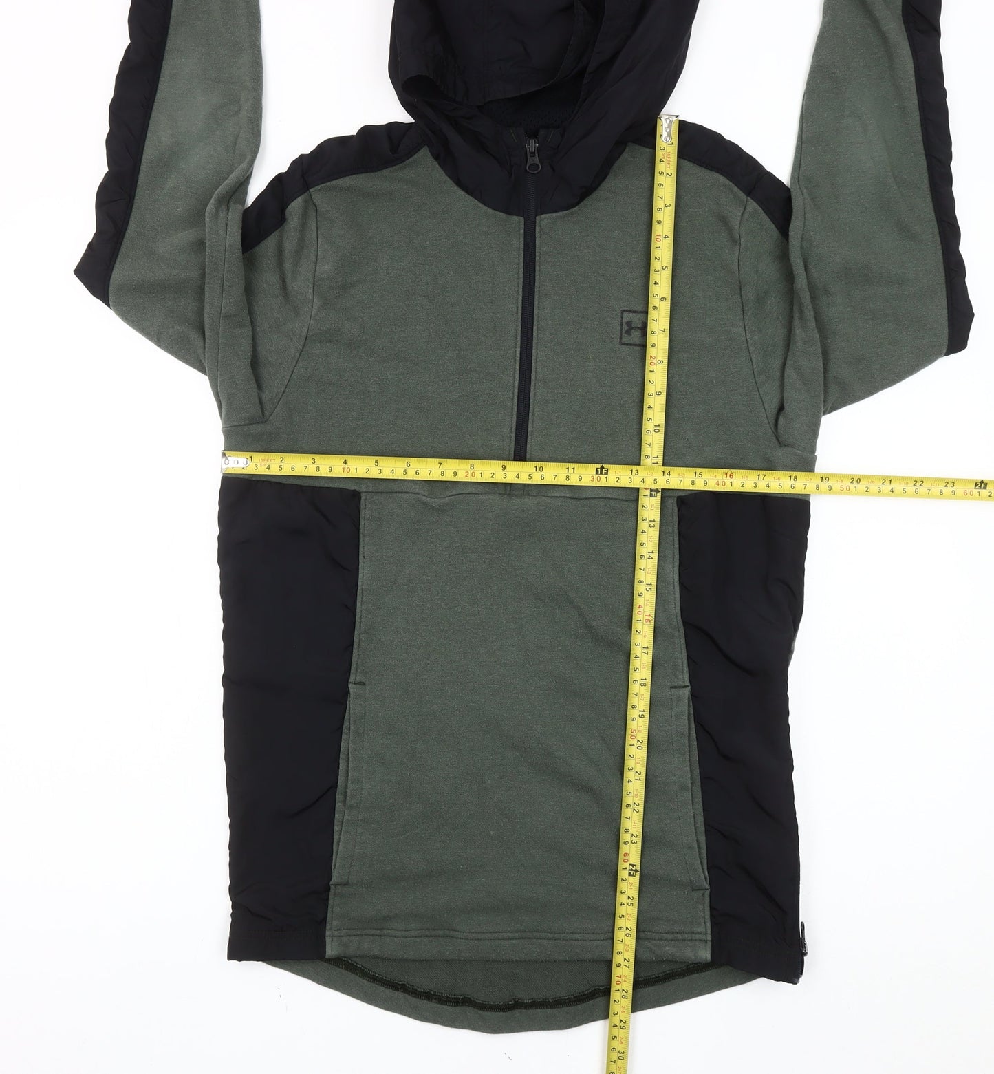 Under Armour Men’s Green Black Pullover Hoodie Size M Slim Fit