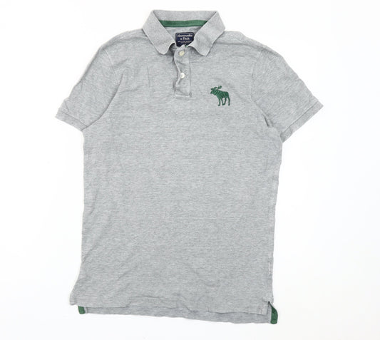 Abercrombie & Fitch Men's Grey Slim Fit Polo Shirt M Short Sleeve